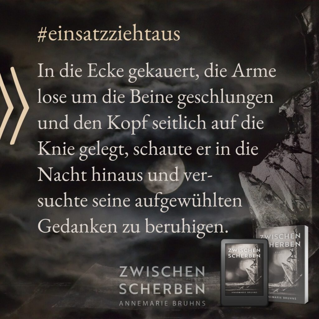 In die Ecke gekauert, die Arme lose um die Beine geschlungen und den Kopf seitlich auf die Knie gelegt, schaute er in die Nacht hinaus und versuchte seine aufgewühlten Gedanken zu beruhigen.